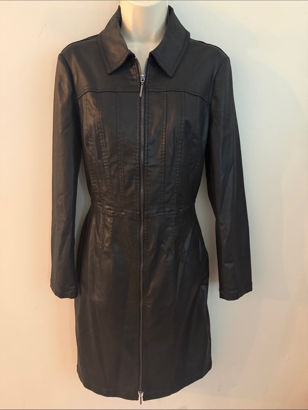 White House Black Market Black Midi Zip-Front Dress